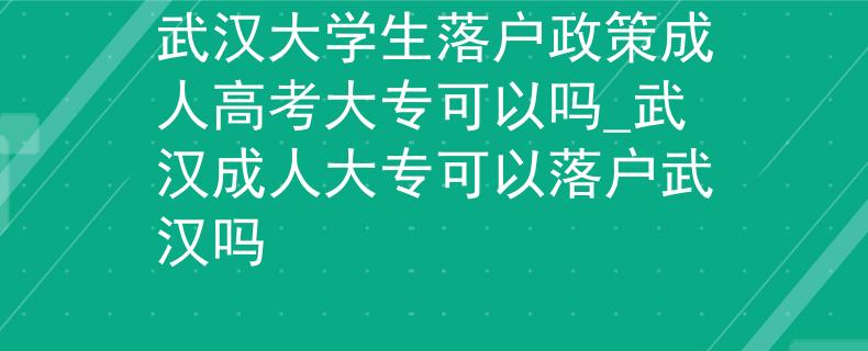 武漢大學(xué)生落戶(hù)政策成人高考大專(zhuān)可以嗎_武漢成人大專(zhuān)可以落戶(hù)武漢嗎