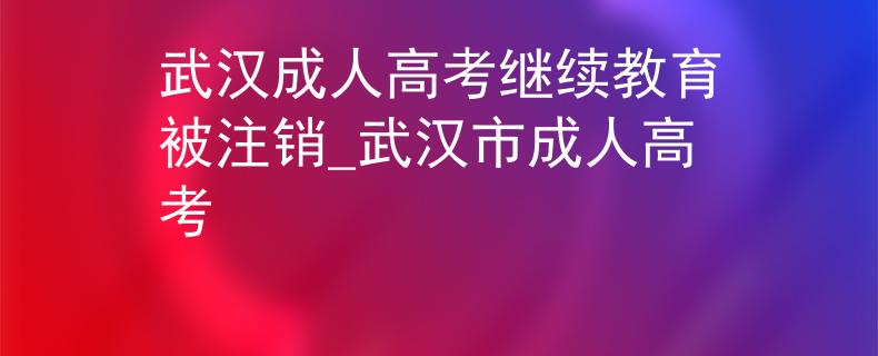 武漢成人高考繼續(xù)教育被注銷_武漢市成人高考