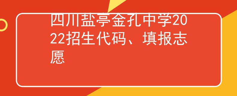 四川鹽亭金孔中學2022招生代碼、填報志愿