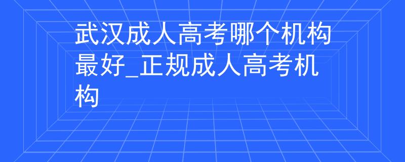 武漢成人高考哪個機構(gòu)最好_正規(guī)成人高考機構(gòu)