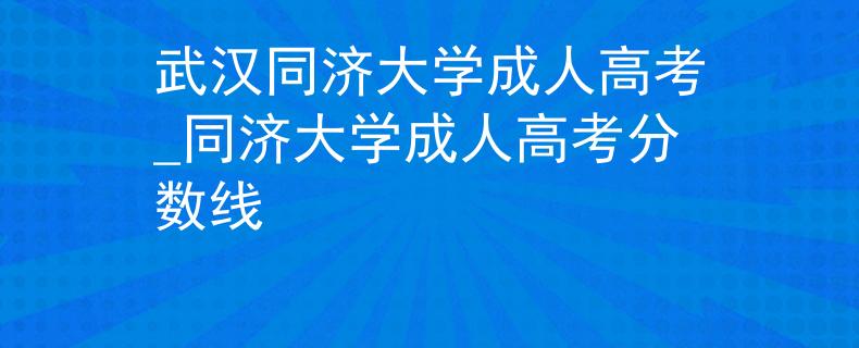 武漢同濟(jì)大學(xué)成人高考_同濟(jì)大學(xué)成人高考分?jǐn)?shù)線