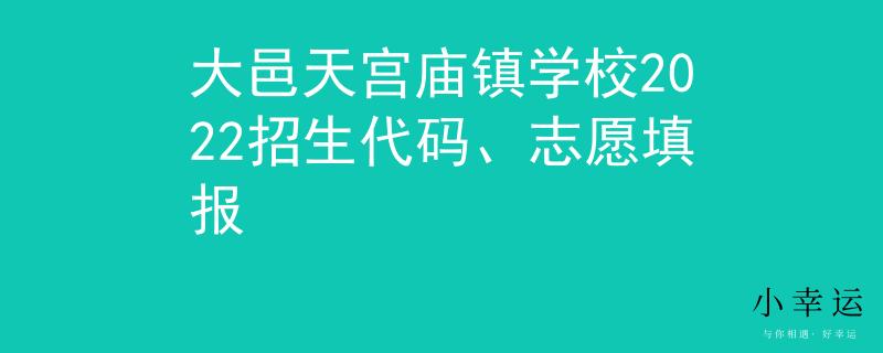 大邑天宮廟鎮(zhèn)學(xué)校2022招生代碼、志愿填報(bào)