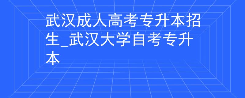 武漢成人高考專升本招生_武漢大學自考專升本