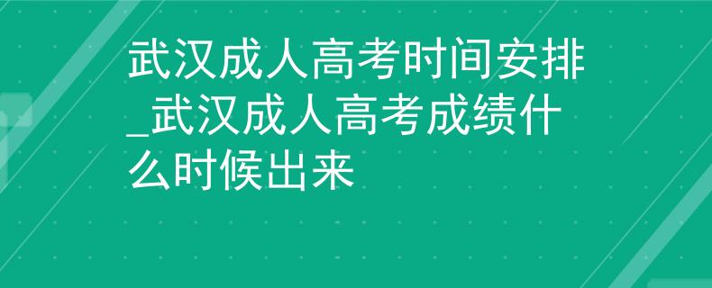 武漢成人高考時間安排_武漢成人高考成績什么時候出來