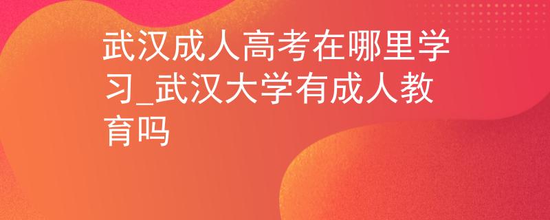 武漢成人高考在哪里學(xué)習(xí)_武漢大學(xué)有成人教育嗎