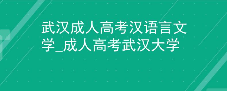 武漢成人高考漢語言文學(xué)_成人高考武漢大學(xué)