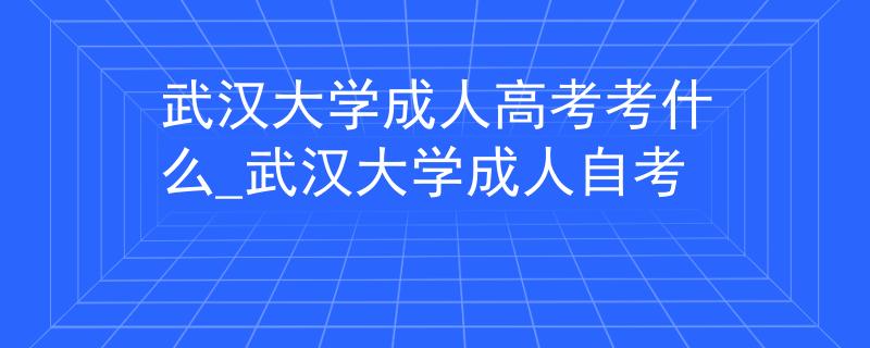 武漢大學(xué)成人高考考什么_武漢大學(xué)成人自考