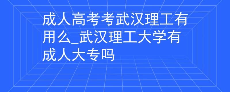 成人高考考武漢理工有用么_武漢理工大學(xué)有成人大專嗎