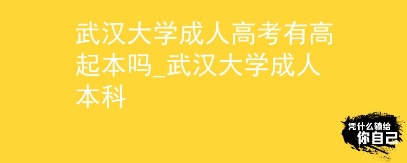 武漢大學成人高考有高起本嗎_武漢大學成人本科