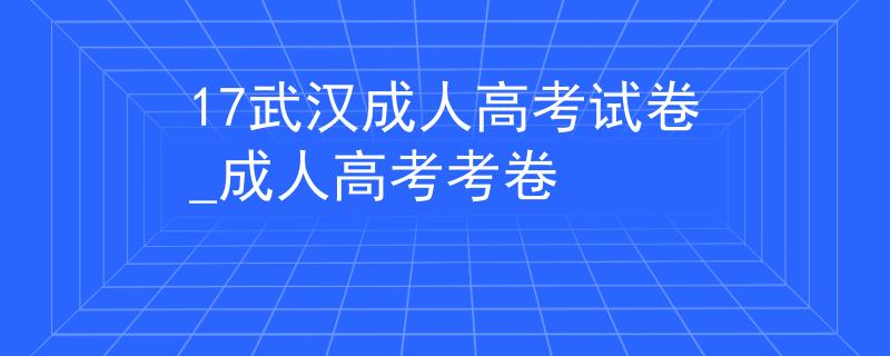 17武漢成人高考試卷_成人高考考卷