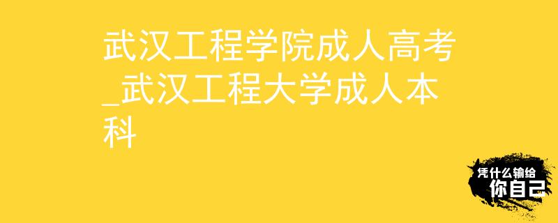 武漢工程學院成人高考_武漢工程大學成人本科