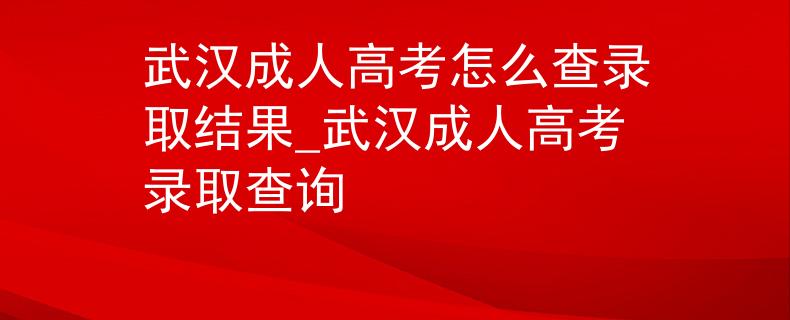 武漢成人高考怎么查錄取結(jié)果_武漢成人高考錄取查詢
