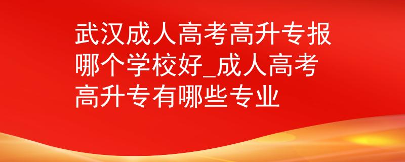 武漢成人高考高升專報哪個學(xué)校好_成人高考高升專有哪些專業(yè)