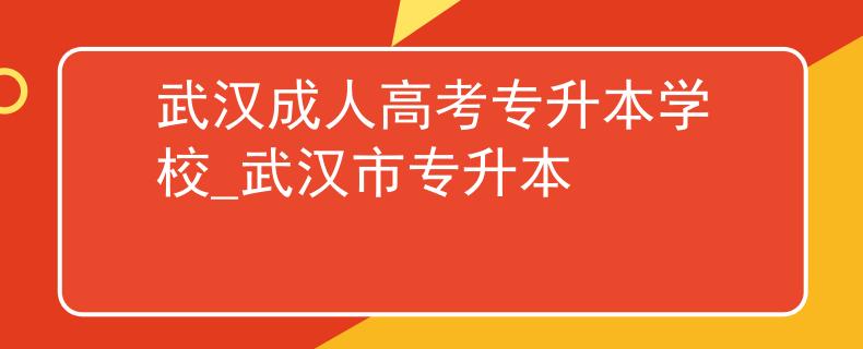 武漢成人高考專升本學(xué)校_武漢市專升本