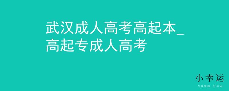 武漢成人高考高起本_高起專成人高考