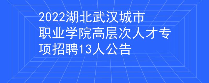 2022湖北武漢城市職業(yè)學(xué)院高層次人才專項招聘13人公告