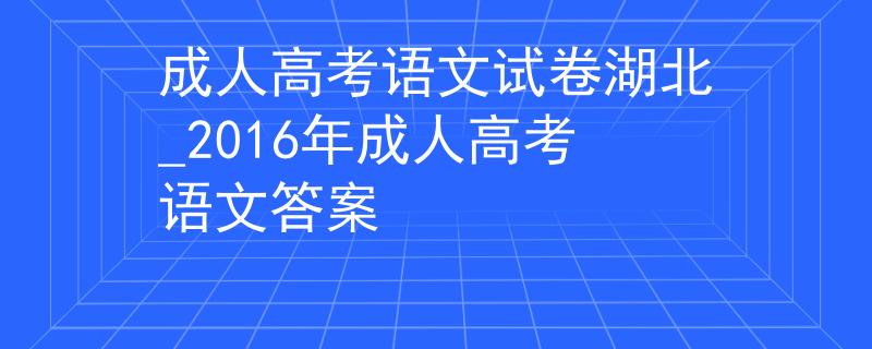 成人高考語(yǔ)文試卷湖北_2016年成人高考語(yǔ)文答案
