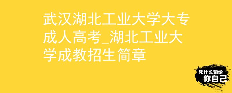 武漢湖北工業(yè)大學大專成人高考_湖北工業(yè)大學成教招生簡章