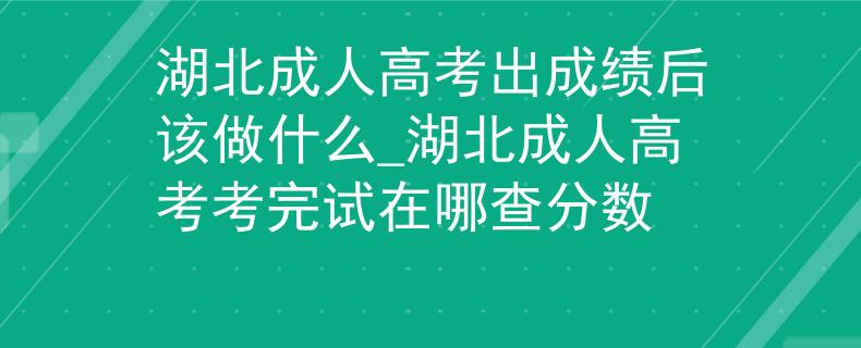 湖北成人高考出成績(jī)后該做什么_湖北成人高考考完試在哪查分?jǐn)?shù)