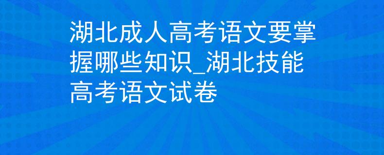 湖北成人高考語(yǔ)文要掌握哪些知識(shí)_湖北技能高考語(yǔ)文試卷
