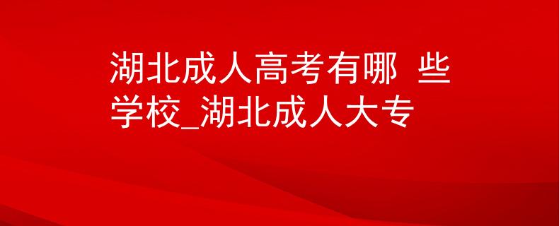 湖北成人高考有哪 些學(xué)校_湖北成人大專