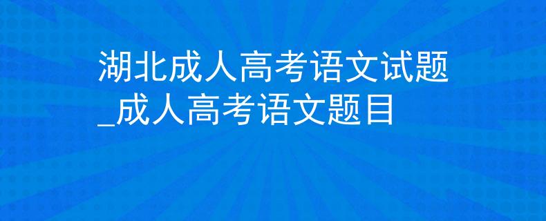 湖北成人高考語文試題_成人高考語文題目