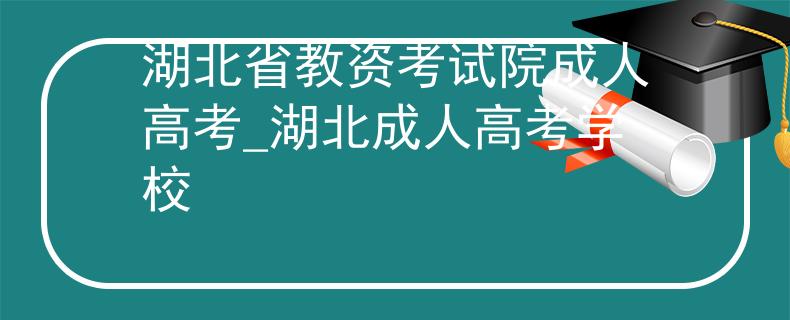 湖北省教資考試院成人高考_湖北成人高考學(xué)校