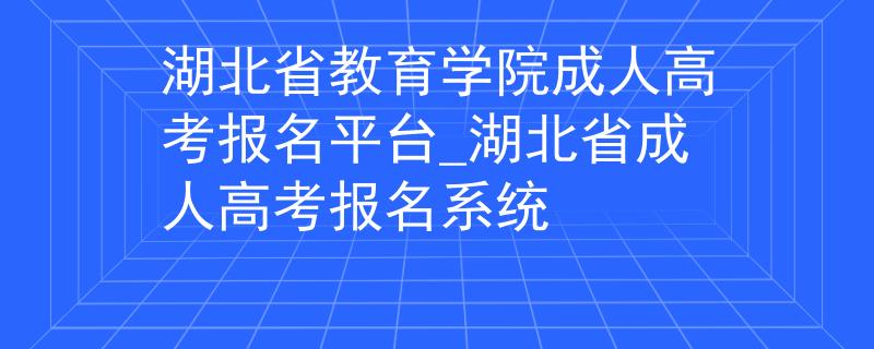 湖北省教育學(xué)院成人高考報名平臺_湖北省成人高考報名系統(tǒng)