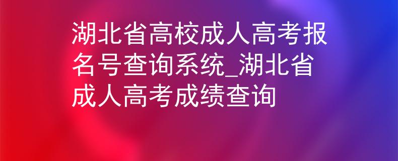 湖北省高校成人高考報名號查詢系統(tǒng)_湖北省成人高考成績查詢
