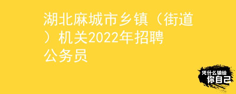 湖北麻城市鄉(xiāng)鎮(zhèn)（街道）機(jī)關(guān)2022年招聘公務(wù)員