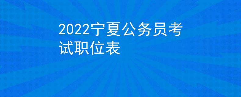 2022寧夏公務(wù)員考試職位表