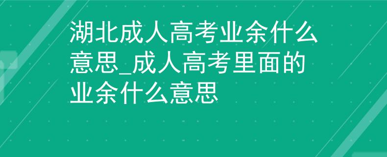 湖北成人高考業(yè)余什么意思_成人高考里面的業(yè)余什么意思