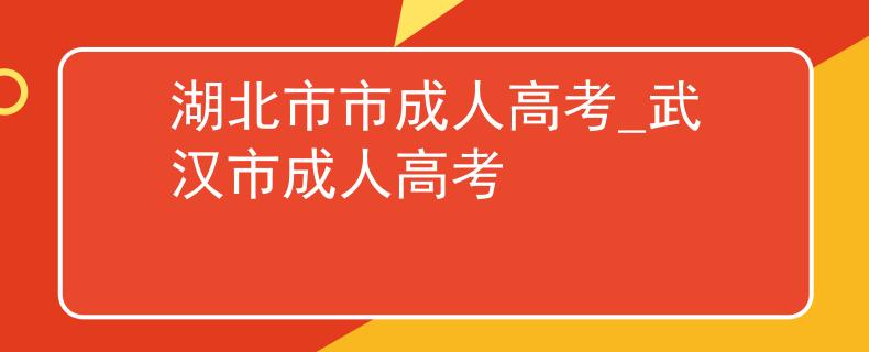 湖北市市成人高考_武漢市成人高考
