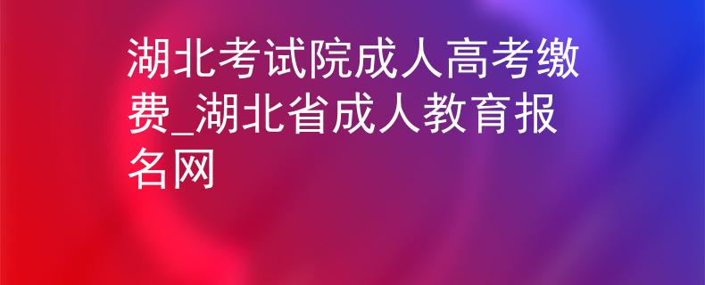 湖北考試院成人高考繳費(fèi)_湖北省成人教育報(bào)名網(wǎng)