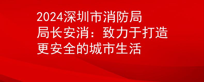2024深圳市消防局局長安消：致力于打造更安全的城市生活