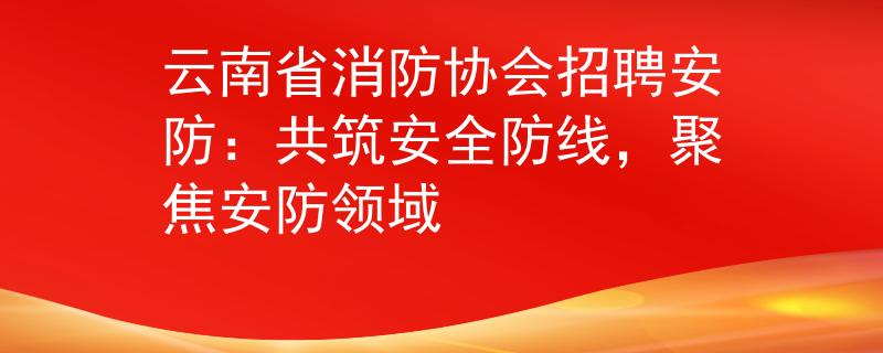 云南省消防協(xié)會(huì)招聘安防：共筑安全防線，聚焦安防領(lǐng)域