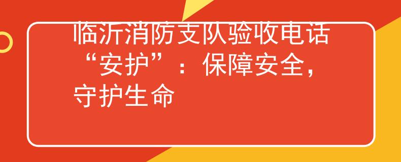 臨沂消防支隊驗收電話“安護”：保障安全，守護生命