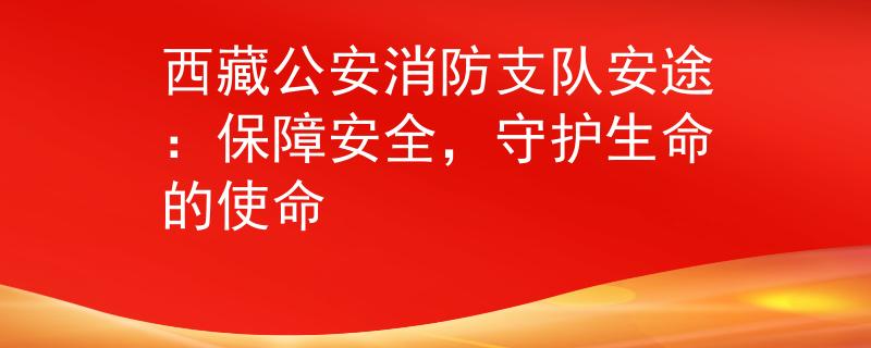 西藏公安消防支隊安途：保障安全，守護生命的使命