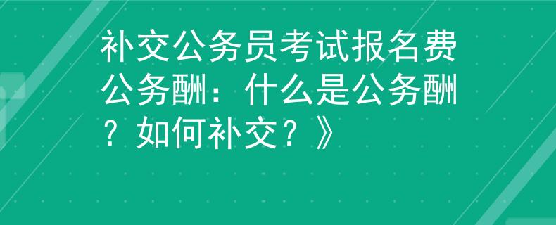 補(bǔ)交公務(wù)員考試報(bào)名費(fèi)公務(wù)酬：什么是公務(wù)酬？如何補(bǔ)交？》