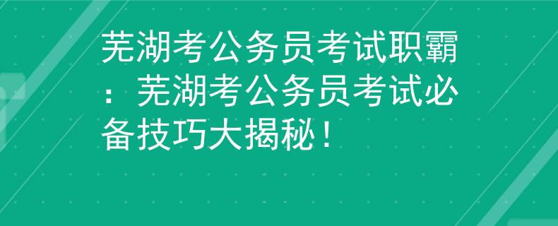 蕪湖考公務(wù)員考試職霸：蕪湖考公務(wù)員考試必備技巧大揭秘！