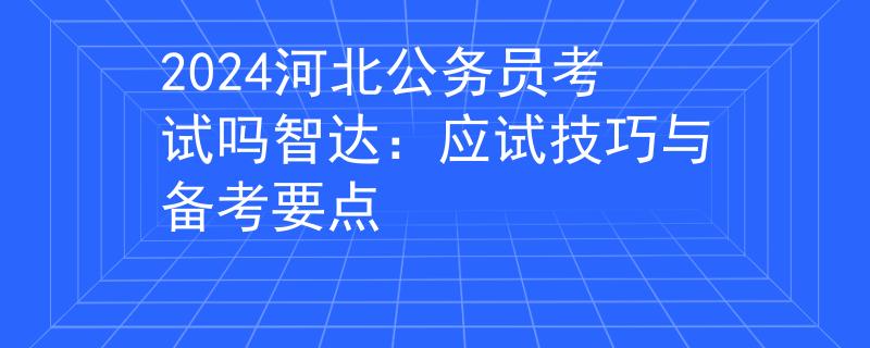 2024河北公務(wù)員考試嗎智達(dá)：應(yīng)試技巧與備考要點(diǎn)