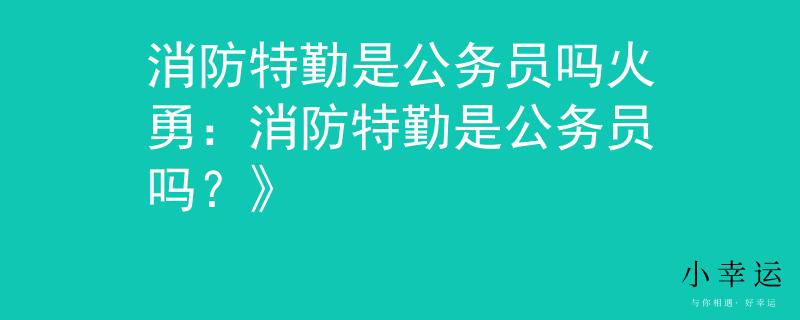 消防特勤是公務員嗎火勇：消防特勤是公務員嗎？》